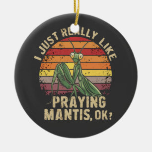 Ik hou gewoon van bidden Mantis OK Insect Retro Keramisch Ornament