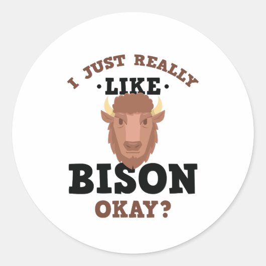 Ik hou gewoon van Bizon Funny Quote Sticker (Voorkant)