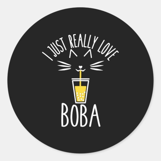 Ik hou gewoon van Boba Cat Drink Bubble Tea Wo Ronde Sticker (Voorkant)