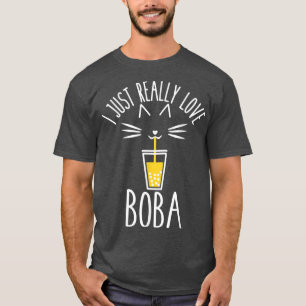 Ik hou gewoon van Boba Cat Drink Bubble Tea Wo T-shirt