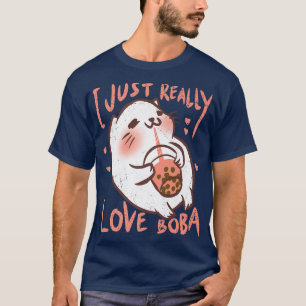 Ik hou gewoon van Boba Kawaii Cat Bubble Tea Wome T-shirt