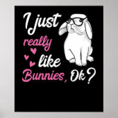 Ik hou gewoon van Bunnies Cute Rabbit Poster (Voorkant)