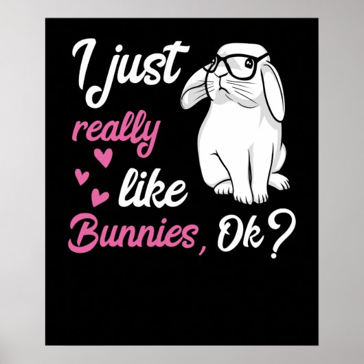 Ik hou gewoon van Bunnies Cute Rabbit Poster (Voorkant)