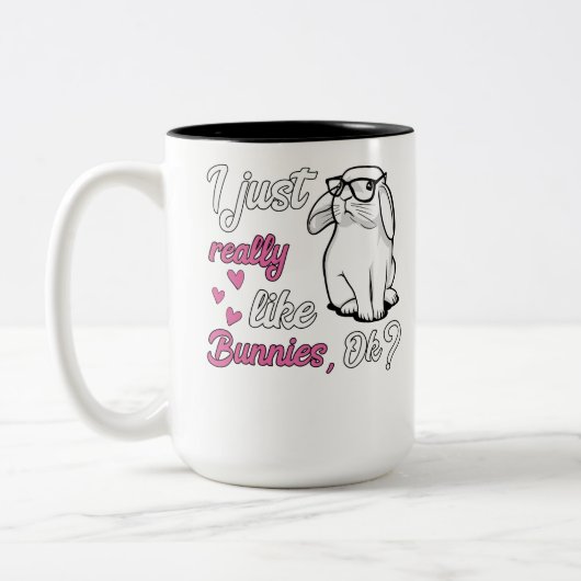 Ik hou gewoon van Bunnies Cute Rabbit Tweekleurige Koffiemok (Links)