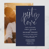 Ik hou gewoon van elegante script foto marine blau kaart (Voorkant / Achterkant)