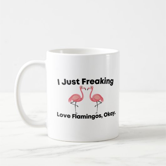 Ik hou gewoon van flamingo's koffiemok (Links)