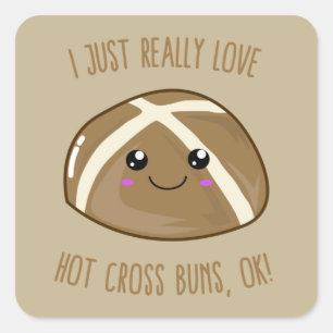 Ik hou gewoon van hot Cross Buns. Kawaii T-Sh Vierkante Sticker