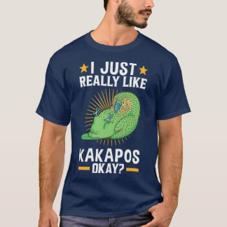 Ik hou gewoon van Kakapo's flikterloze papegaai T-shirt
