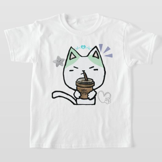 Ik hou gewoon van koffie OK Schattige Cat T-shirt (Laagn)