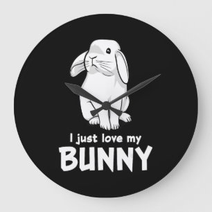 Ik hou gewoon van mijn Bunny Cute Rabbit White Grote Klok