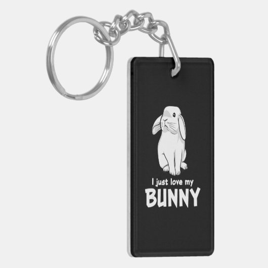 Ik hou gewoon van mijn Bunny | Cute Rabbit White Sleutelhanger (Voorkant Links)