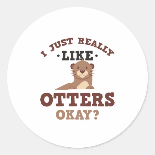 Ik hou gewoon van Otters Funny Quote Sticker (Voorkant)