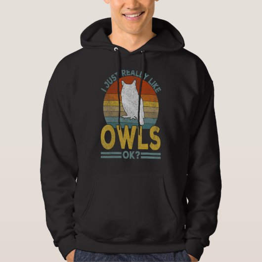 Ik hou gewoon van Owl Funny Owl Retro Hoodie (Voorkant)