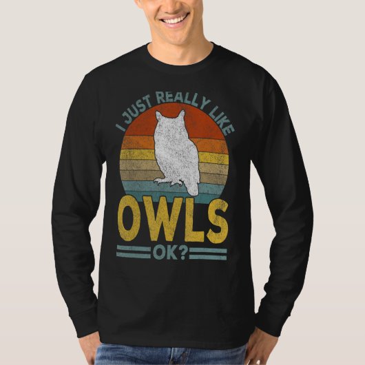 Ik hou gewoon van Owl Funny Owl Retro T-shirt (Voorkant)