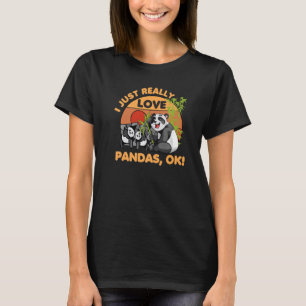 Ik hou gewoon van Pandas Ok Animal Beer Retro T-shirt