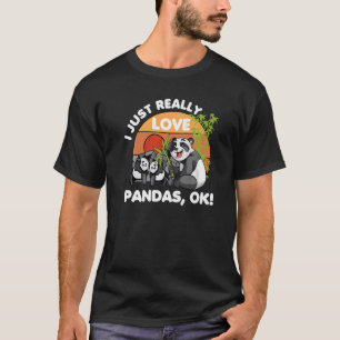 Ik hou gewoon van Pandas Ok Animal Beer Retro T-shirt