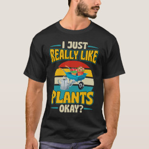 Ik hou gewoon van Planten. Oké Retro  stijl T-shirt