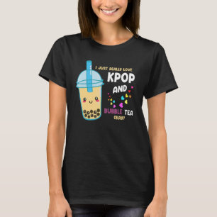 Ik hou gewoon van pop en bubbelthee Kpop m T-shirt