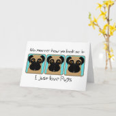 Ik hou gewoon van pugs citeren grappige pugs kijke kaart (Gele Bloem)