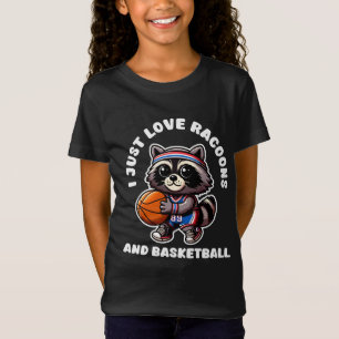 Ik hou gewoon van racoons en basketballiefhebber t-shirt