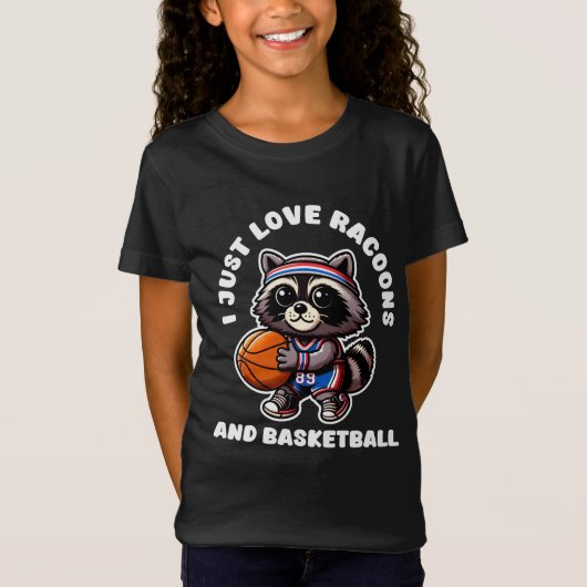 Ik hou gewoon van racoons en basketballiefhebber t-shirt (Voorkant)