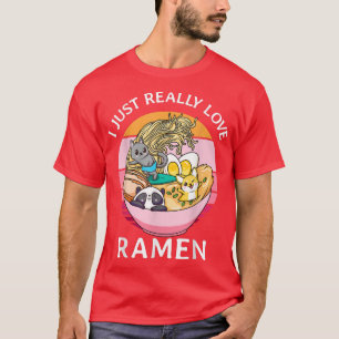 Ik hou gewoon van Ramen Cat Dog Panda Kawaii Suns T-shirt