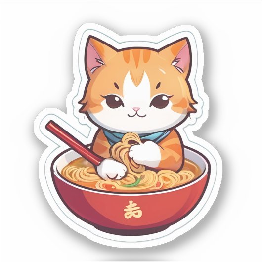 Ik hou gewoon van Ramen Cat Sticker (Voorkant)