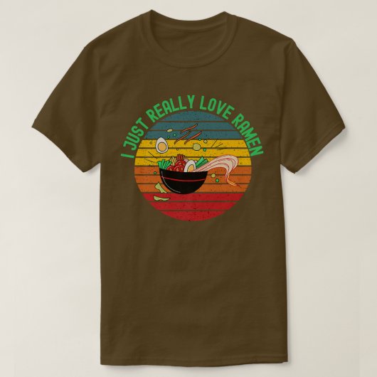 Ik hou gewoon van Ramen Noodles Bowl Retro Sunset T-shirt (Design voorkant)