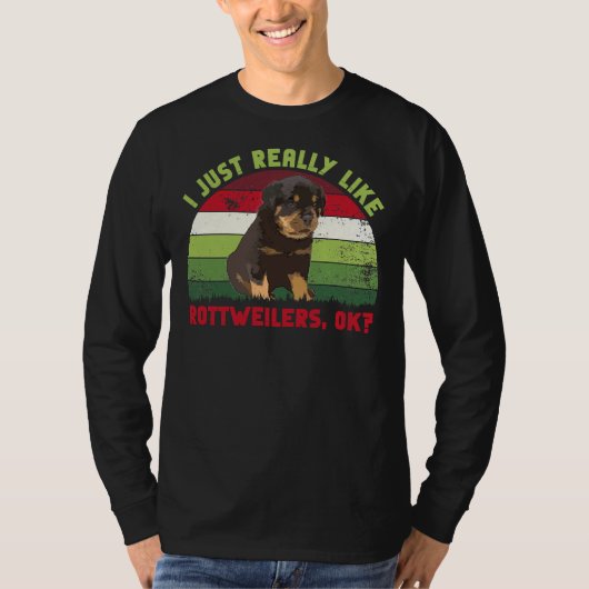 Ik hou gewoon van rottweilers OK Retro T-shirt (Voorkant)