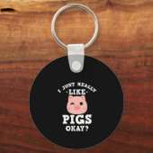 Ik hou gewoon van Varkens Funny Boerderij Dierenvr Sleutelhanger (Voorkant)