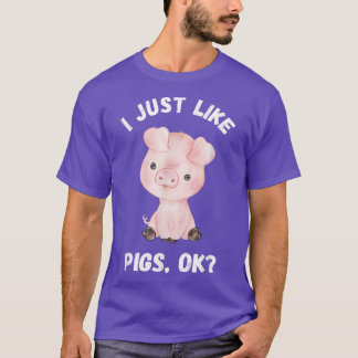 Ik hou gewoon van varkens Funny Cute Boerderij T-shirt
