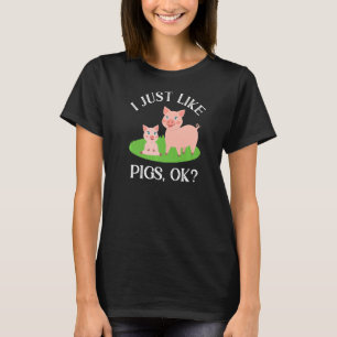 Ik hou gewoon van varkens schattig landbouwvarken t-shirt