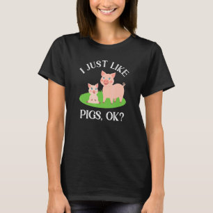 Ik hou gewoon van varkens schattig landbouwvarken t-shirt