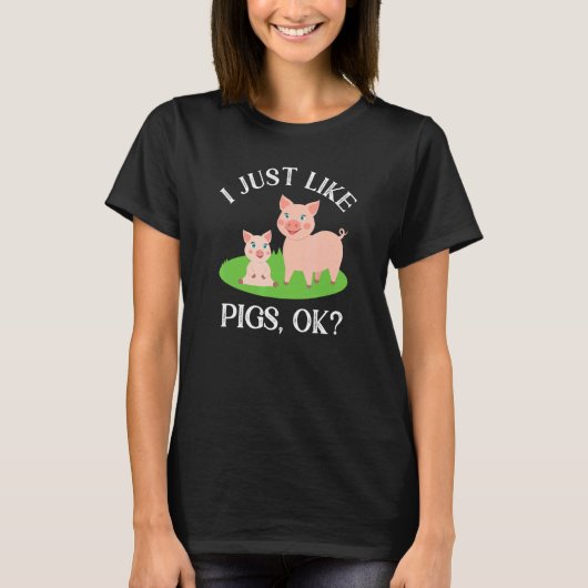 Ik hou gewoon van varkens schattig landbouwvarken t-shirt (Voorkant)