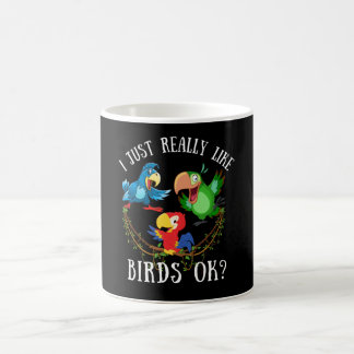Ik hou gewoon van vogels, oké? grappige papegaaien koffiemok