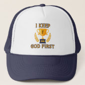 Ik hou God eerst op geloof gebaseerd Trucker Pet (Voorkant)