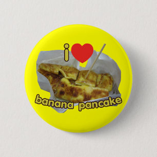 Ik hou (Hart) van Banaan Pannenkoek ... Thaise Str Ronde Button 5,7 Cm