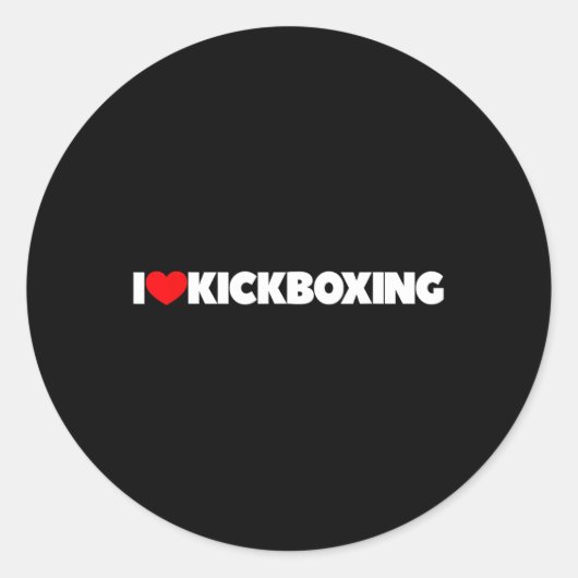 Ik hou (hart) van kickboksen ronde sticker (Voorkant)
