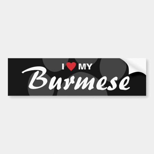 Ik hou (Hart) van mijn Burmese Bumpersticker (Voorkant)