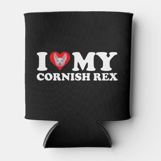 Ik hou (Hart) van mijn Cornish Rex Blikjeskoeler (Voorkant)