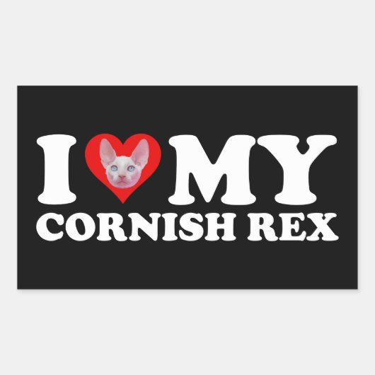 Ik hou (Hart) van mijn Cornish Rex Rechthoekige Sticker (Voorkant)