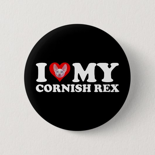 Ik hou (Hart) van mijn Cornish Rex Ronde Button 5,7 Cm (Voorkant)