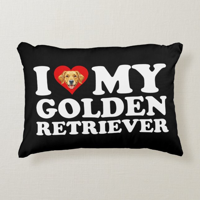 Ik hou (Hart) van mijn Golden Retriever Accent Kussen (Voorkant)