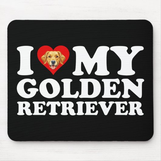 Ik hou (Hart) van mijn Golden Retriever Muismat (Voorkant)