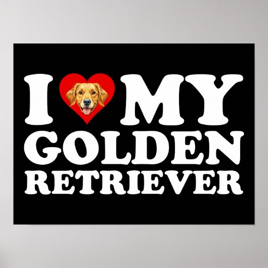 Ik hou (Hart) van mijn Golden Retriever Poster (Voorkant)
