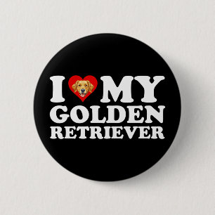 Ik hou (Hart) van mijn Golden Retriever Ronde Button 5,7 Cm