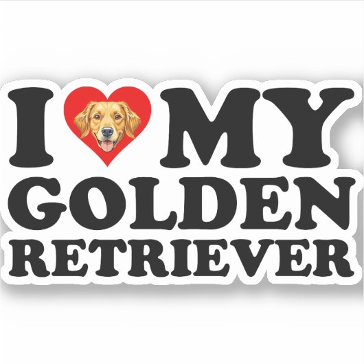 Ik hou (Hart) van mijn Golden Retriever Sticker (Voorkant)