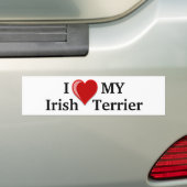 Ik hou (Hart) van mijn Ierse Terrier-hond Bumpersticker (Op auto)