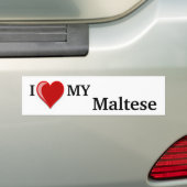 Ik hou (Hart) van mijn Maltese hond Bumpersticker (Op auto)
