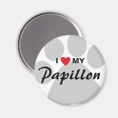 Ik hou (hart) van mijn papillon-papierprint magneet (Voorkant / Achterkant)